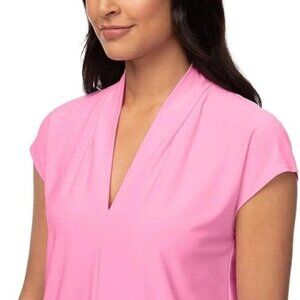 Buffalo David Bitton Women's Knit V-Neck with Cap Sleeve Blouse,Fondant Pink,XXL